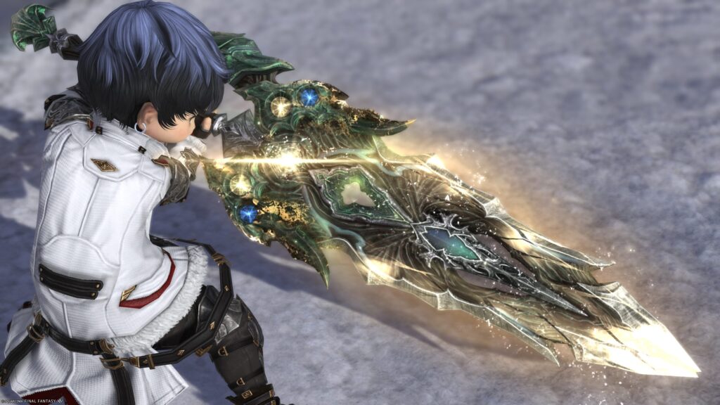 FF14 ミラプリ 光る武器 極エメラルドウェポン破壊作戦 暗黒騎士 両手剣 スマラグディン・グレートソード 見た目 発光エフェクト