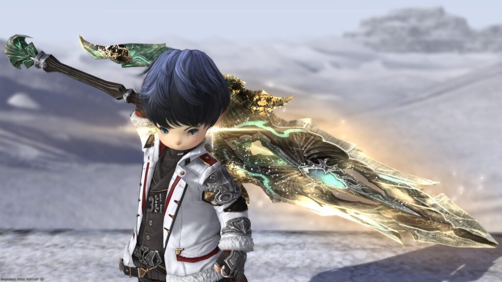 FF14 ミラプリ 光る武器 極エメラルドウェポン破壊作戦 暗黒騎士 両手剣 スマラグディン・グレートソード 見た目 発光エフェクト