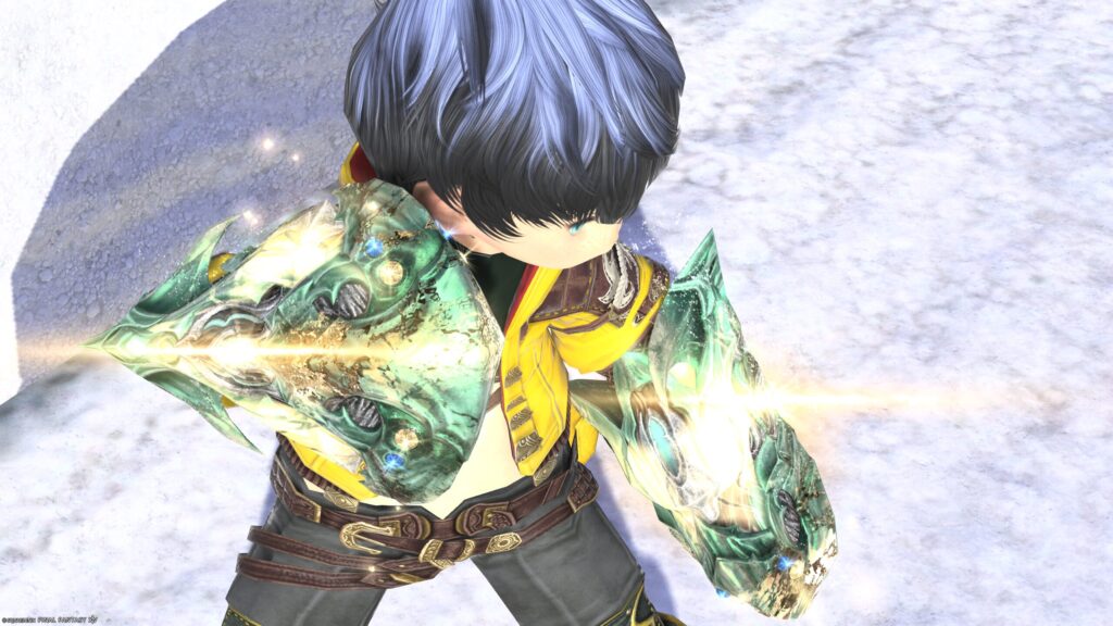 FF14　ミラプリ　光る武器　極エメラルドウェポン破壊作戦　モンク　格闘武器　スマラグディン・ナックル　見た目　発光エフェクト