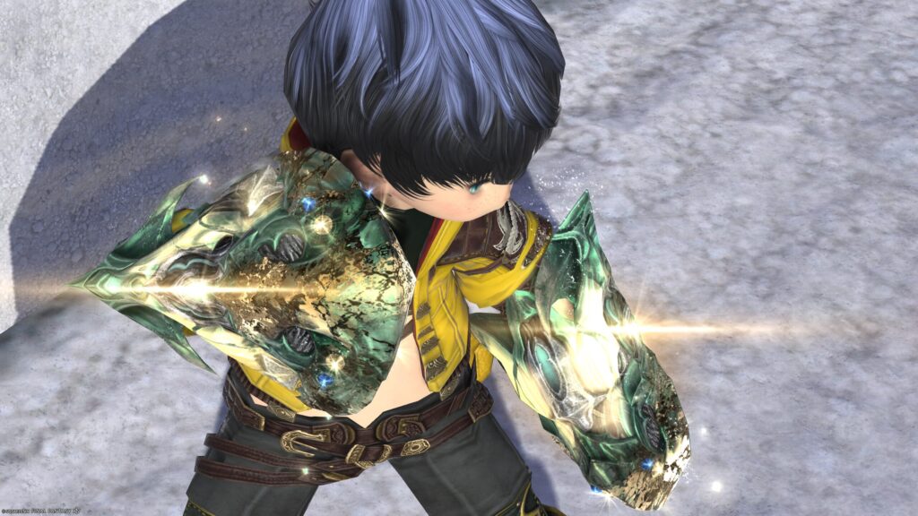 FF14　ミラプリ　光る武器　極エメラルドウェポン破壊作戦　モンク　格闘武器　スマラグディン・ナックル　見た目　発光エフェクト