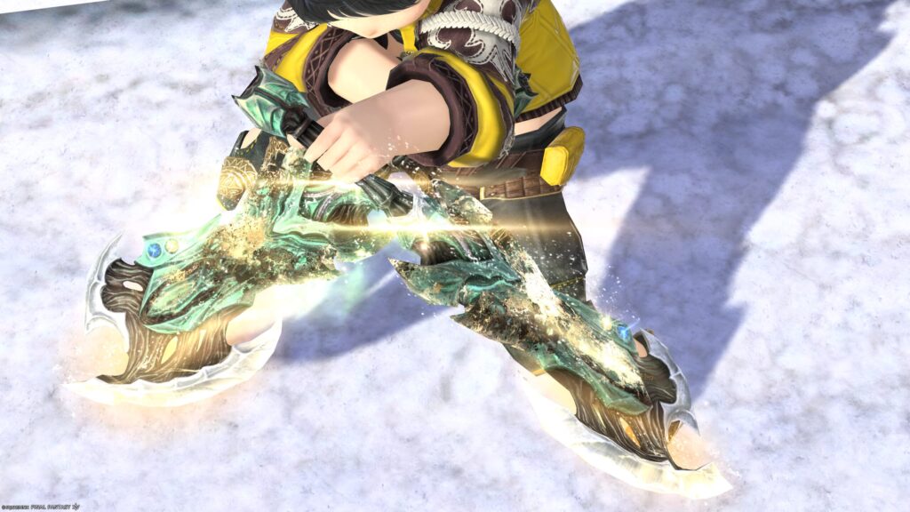 FF14　ミラプリ　光る武器　極エメラルドウェポン破壊作戦　忍者　ナイフ　スマラグディン・クリーバー　見た目　発光エフェクト