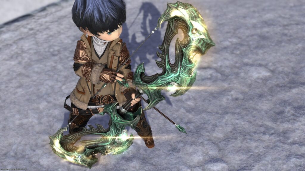 FF14　ミラプリ　光る武器　極エメラルドウェポン破壊作戦　吟遊詩人　弓　スマラグディン・ロングボウ　見た目　発光エフェクト