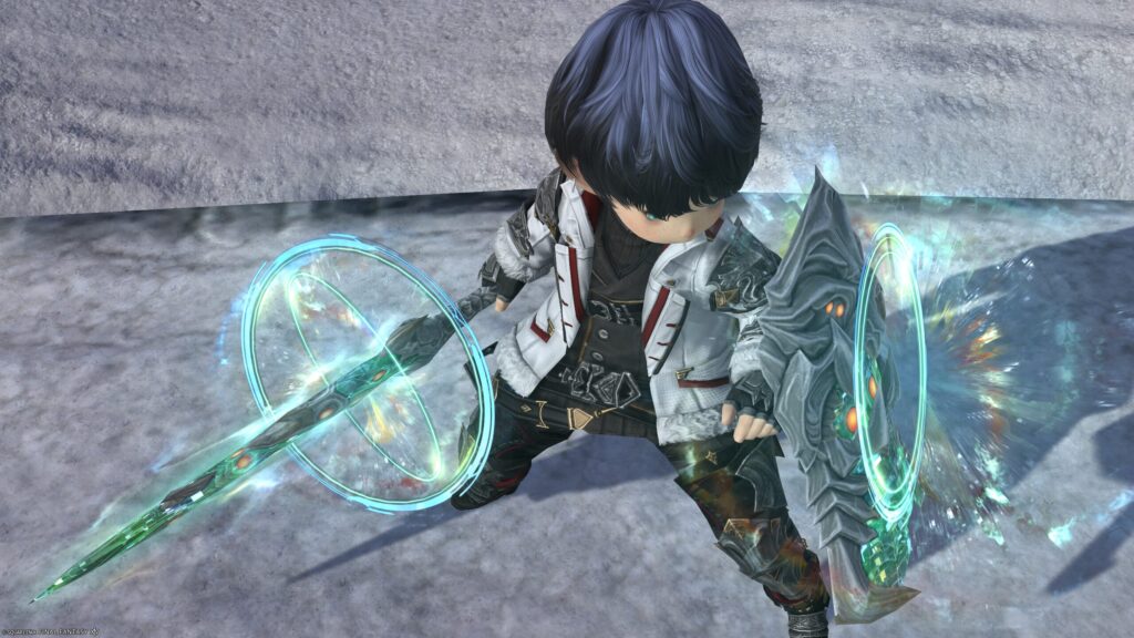 FF14　ミラプリ　光る武器　極ダイヤウェポン捕獲作戦　ナイト　剣　盾　アダマンティン・バスタードソード・アダマンティン・スクトゥム　見た目　発光エフェクト