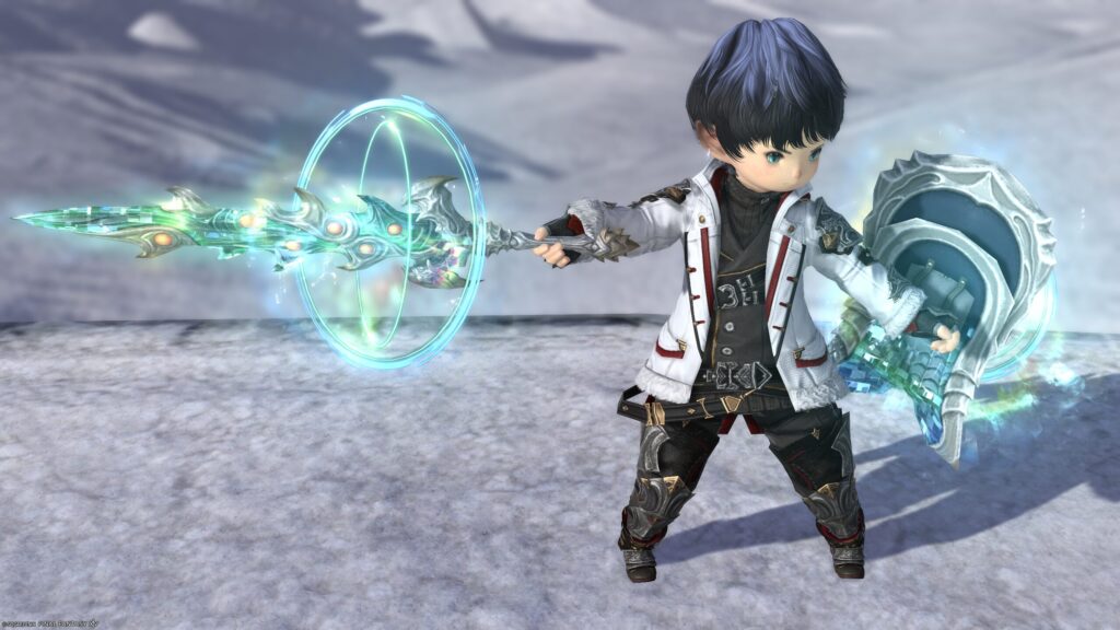 FF14　ミラプリ　光る武器　極ダイヤウェポン捕獲作戦　ナイト　剣　盾　アダマンティン・バスタードソード・アダマンティン・スクトゥム　見た目　発光エフェクト