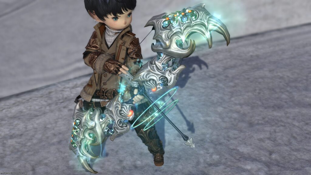 FF14 ミラプリ 光る武器 極ダイヤウェポン捕獲作戦 吟遊詩人 弓 アダマンティン・ロングボウ 見た目 発光エフェクト