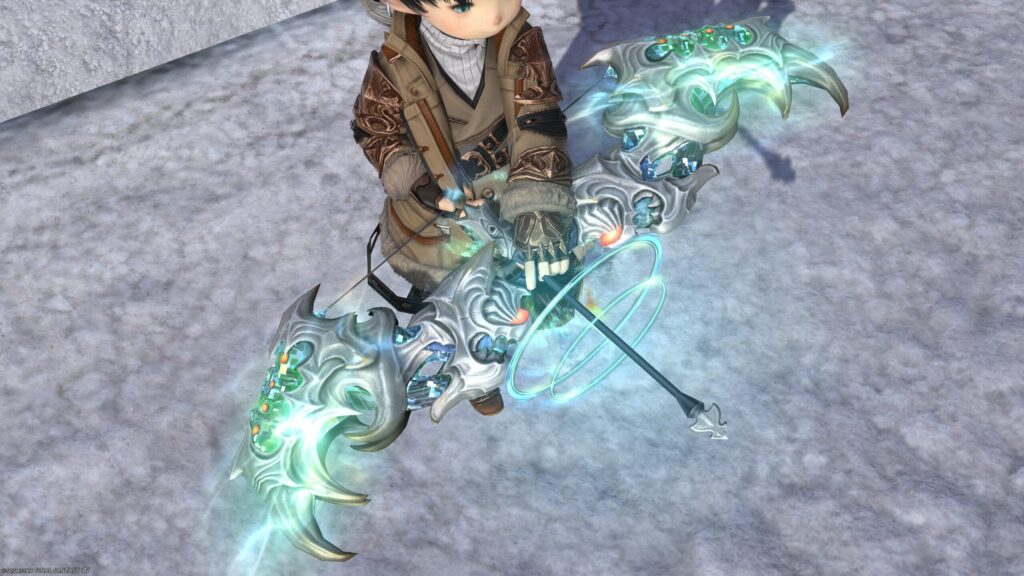 FF14 ミラプリ 光る武器 極ダイヤウェポン捕獲作戦 吟遊詩人 弓 アダマンティン・ロングボウ 見た目 発光エフェクト