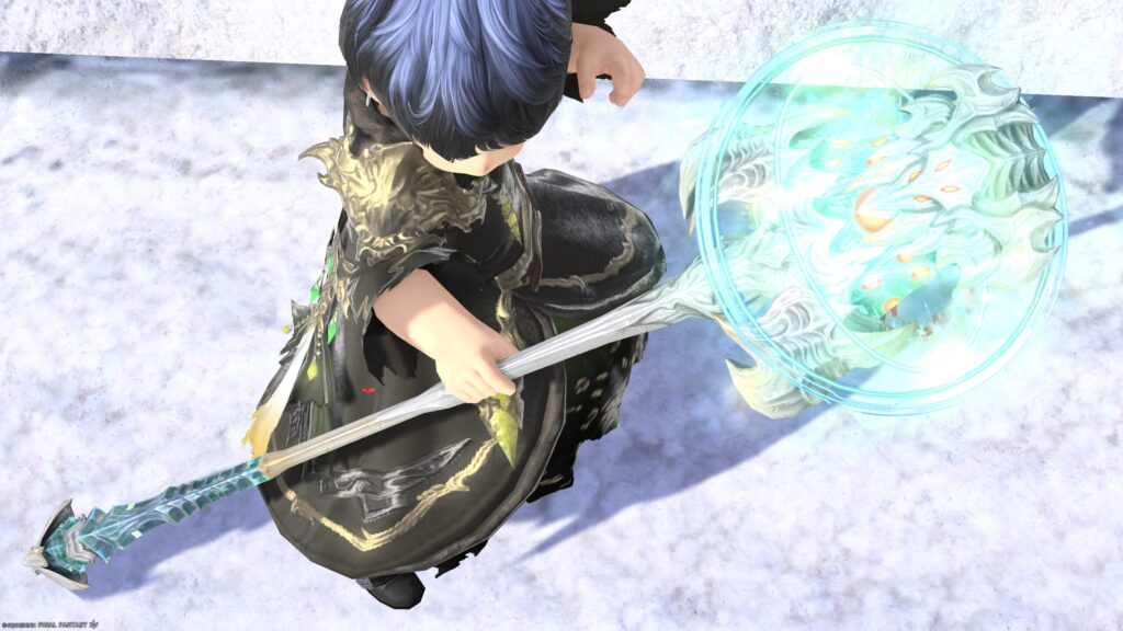 FF14　ミラプリ　光る武器　極ダイヤウェポン捕獲作戦　黒魔導士　杖　アダマンティン・ロッド　見た目　発光エフェクト