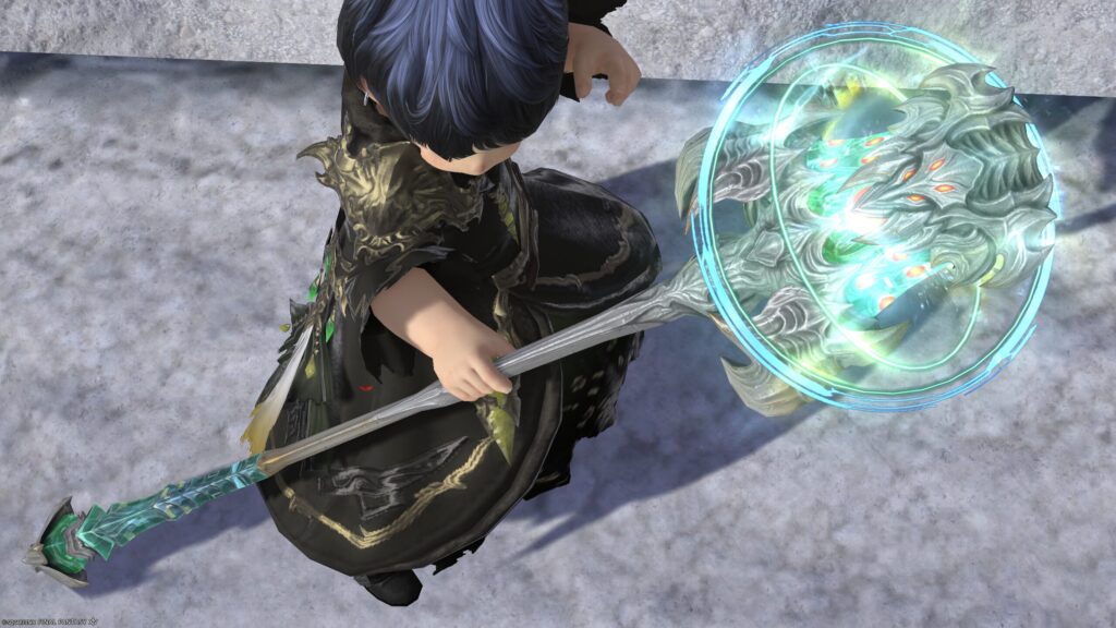 FF14　ミラプリ　光る武器　極ダイヤウェポン捕獲作戦　黒魔導士　杖　アダマンティン・ロッド　見た目　発光エフェクト